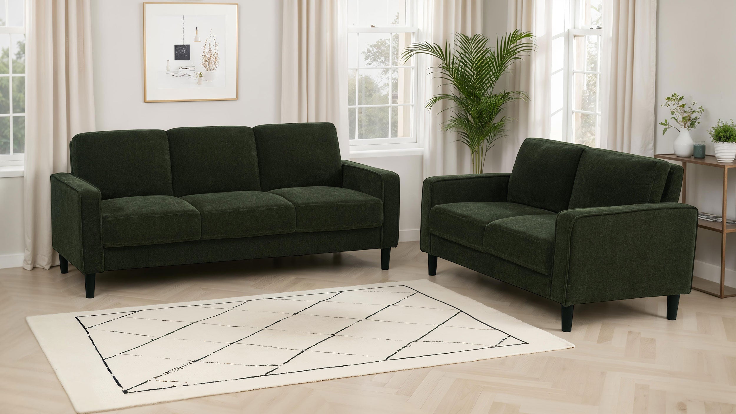 Ruth 77-inch Fabric Upholstered Track Arm Sofa Matcha Green-