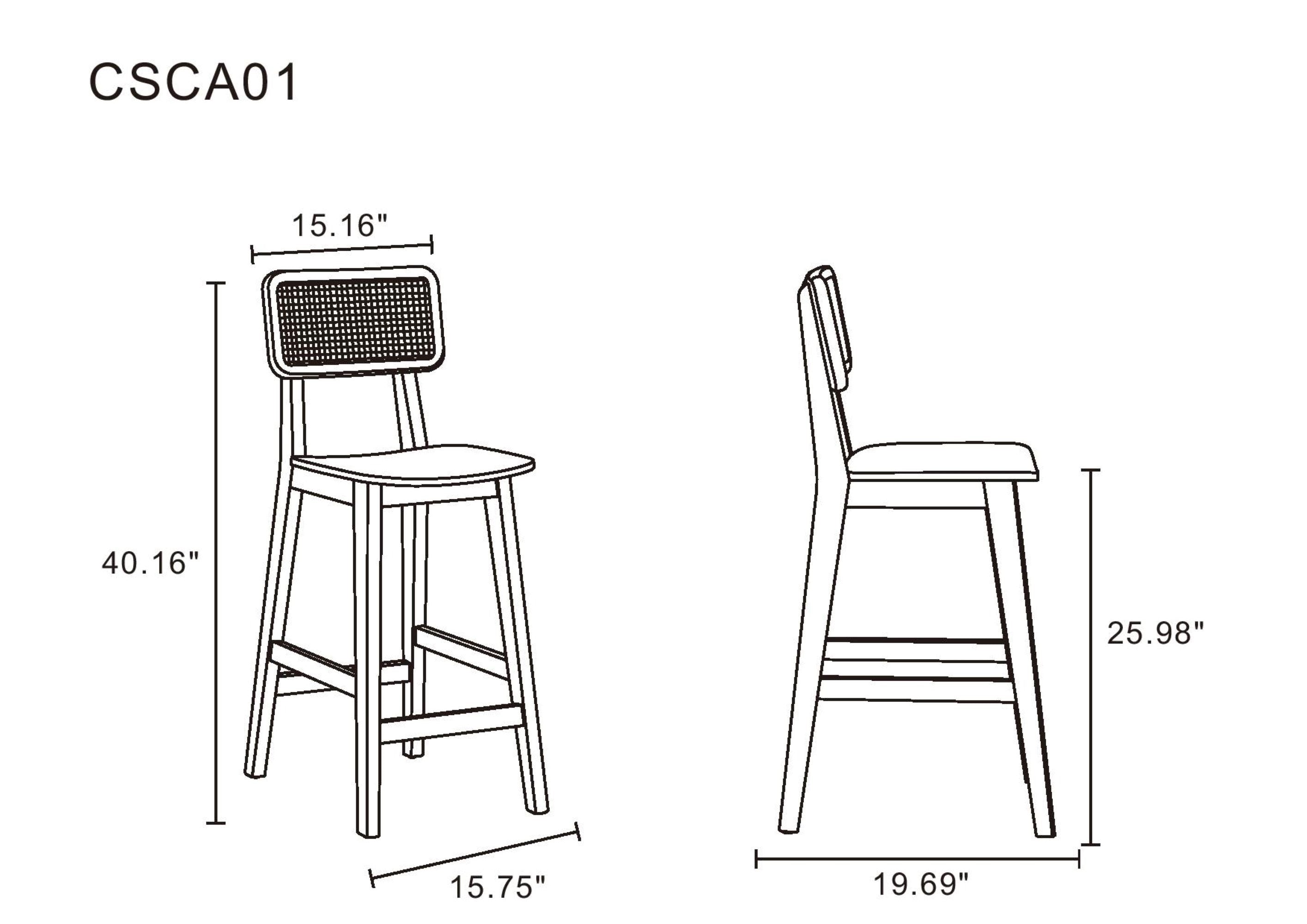 Versailles Cane Back Wood Counter Stool