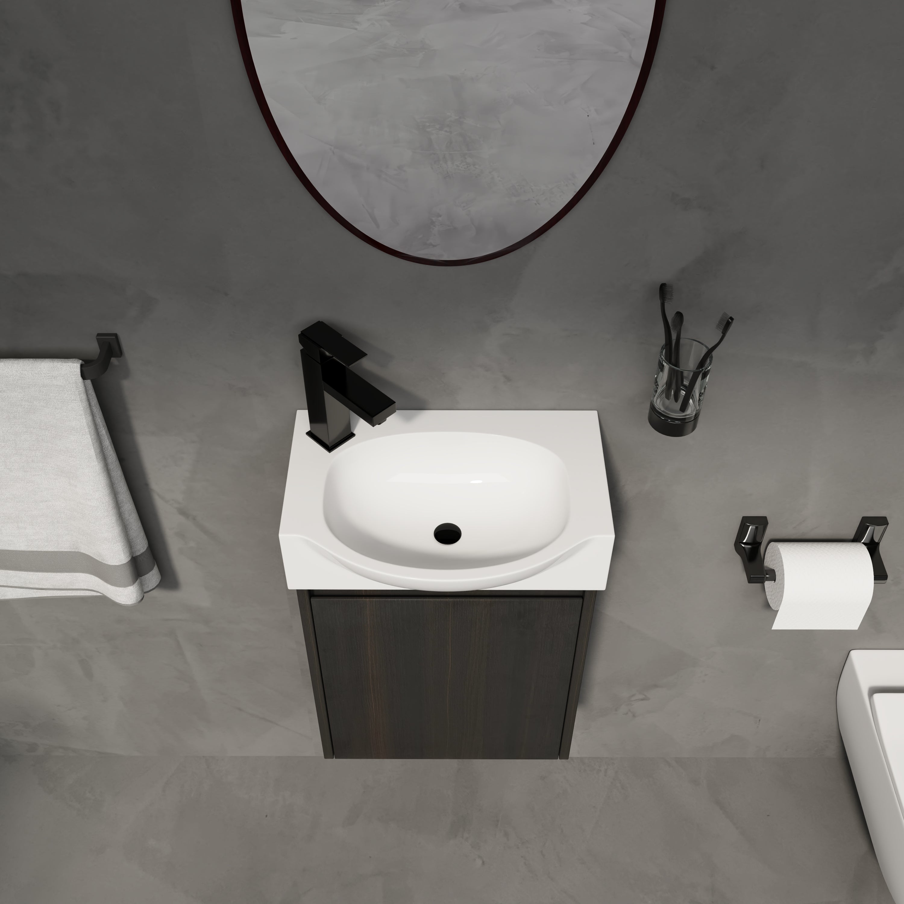 16" Bathroom Vanity Sink Combo for Small Space
