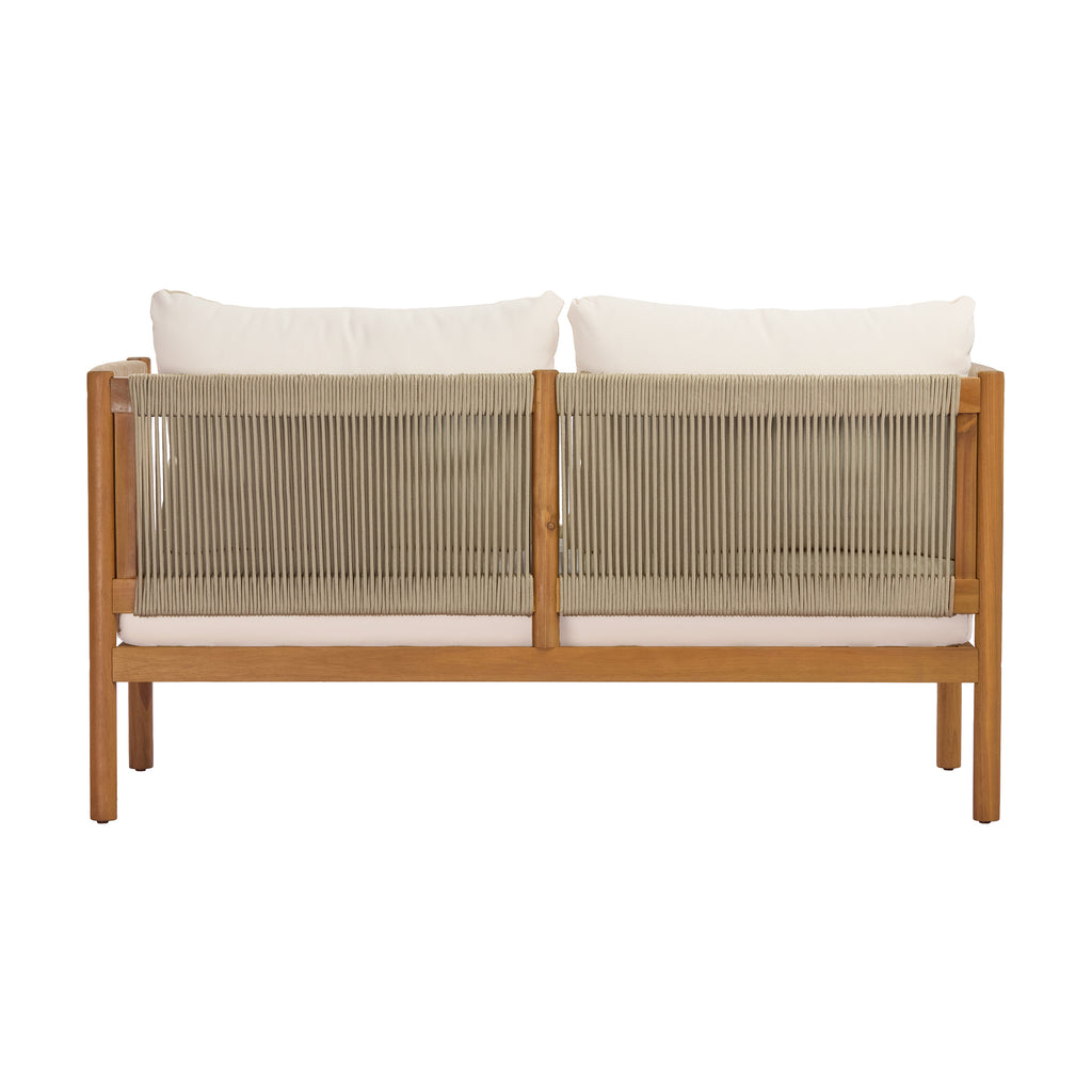 Outdoor Loveseat and Coffee Table Set with Acacia Wood Frame