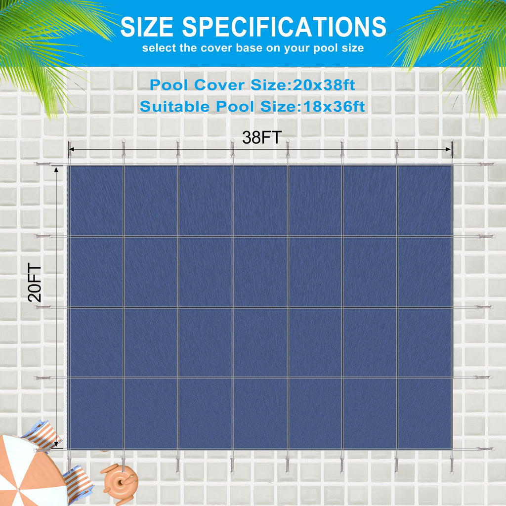 Inground Pool Safety Cover, 18x36ft Rectangle