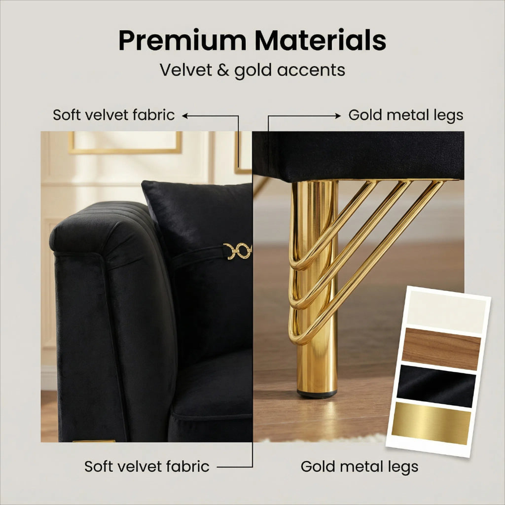 Mosharong 55" Sofa - Luxurious Velvet Seating