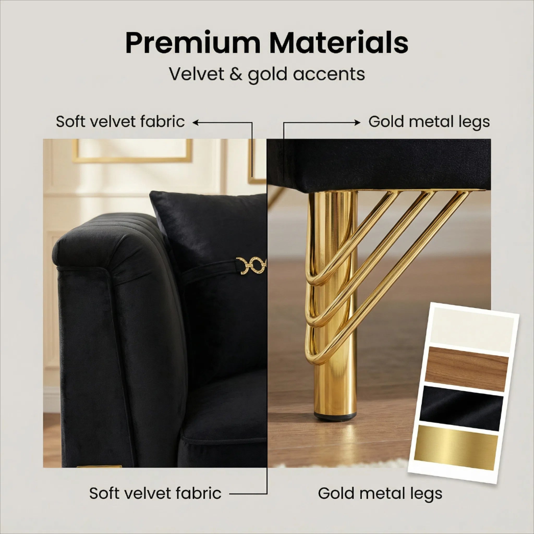 Mosharong 55" Sofa - Luxurious Velvet Seating