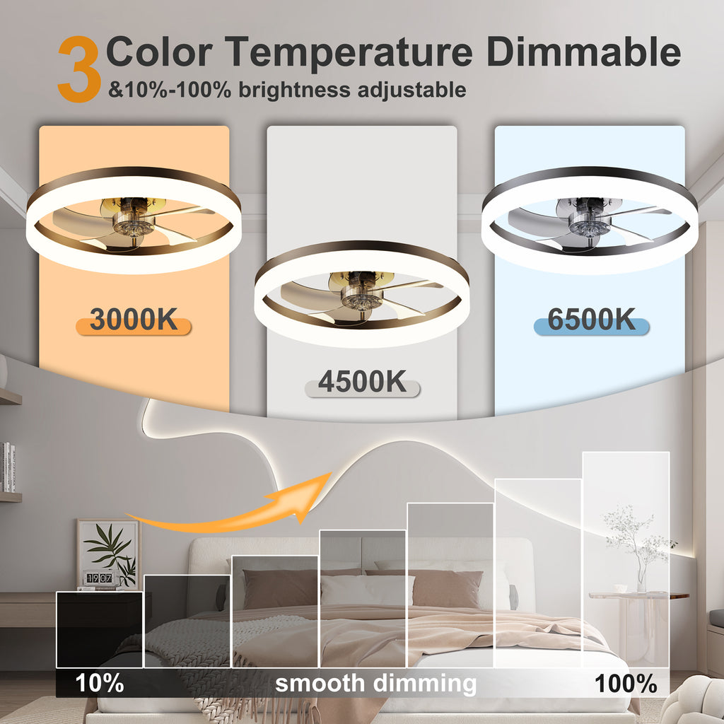 19.7'' LED Ceiling Fan Light with Remote & App Control