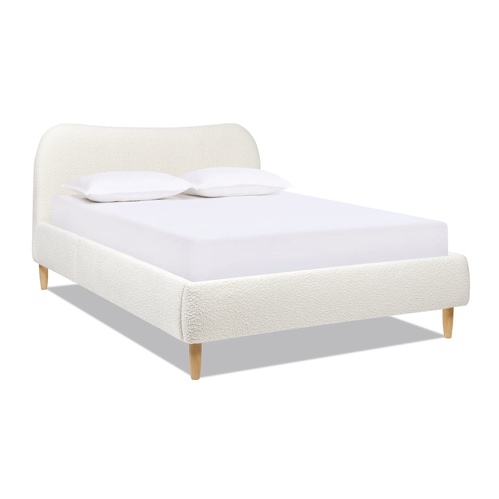 Roman Curved Headboard Upholstered Platform Bed, Queen