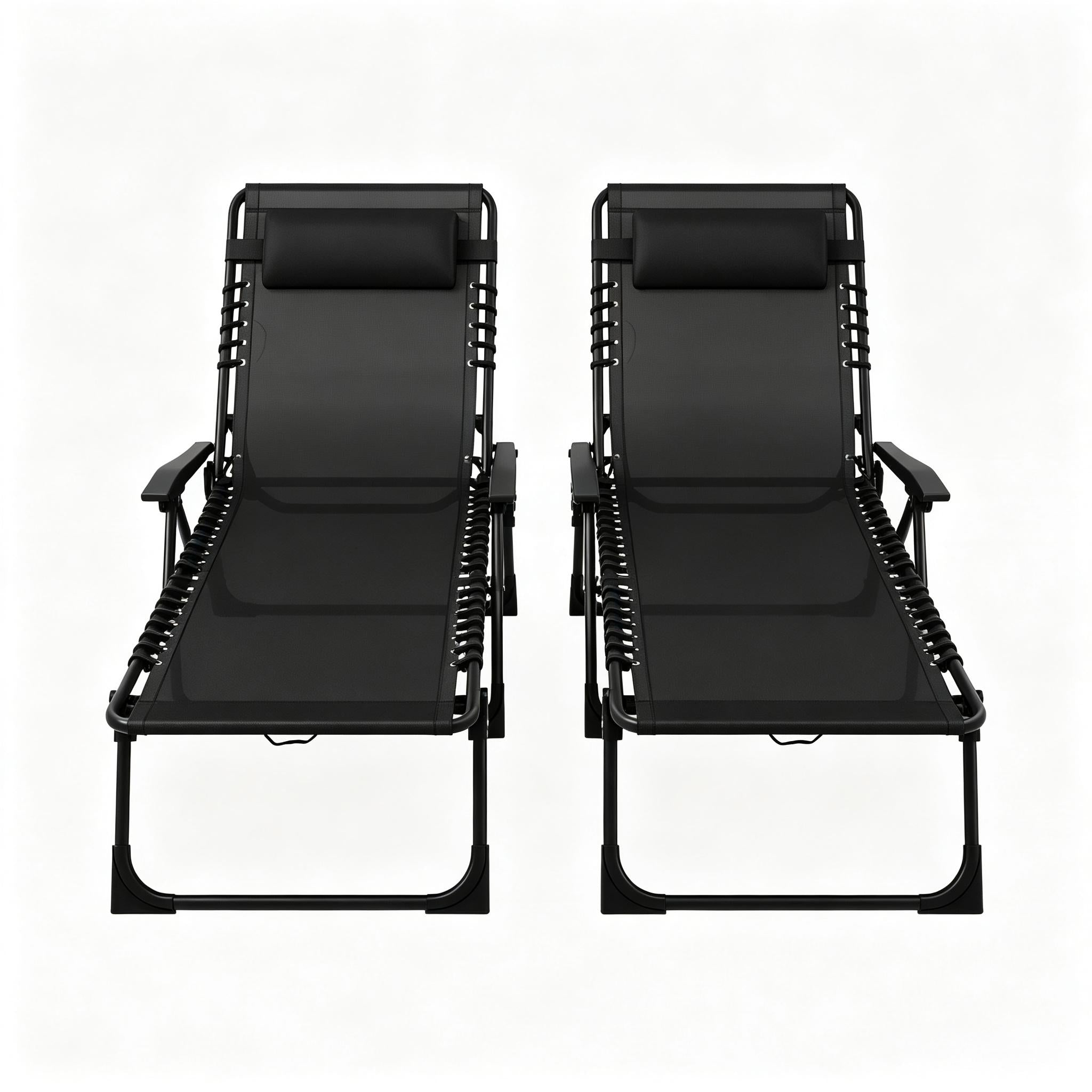 2-Piece Folding Chaise Lounge Pool Chairs