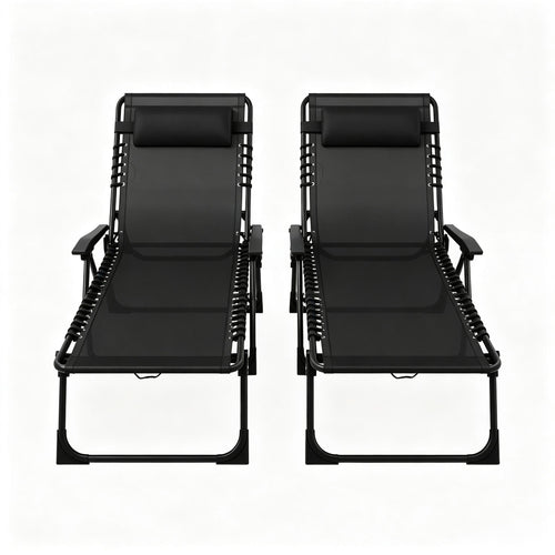 2-Piece Folding Chaise Lounge Pool Chairs