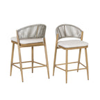 Outdoor 26" Seat Height Aluminum Frame Counter Stools with Rattan Backrest