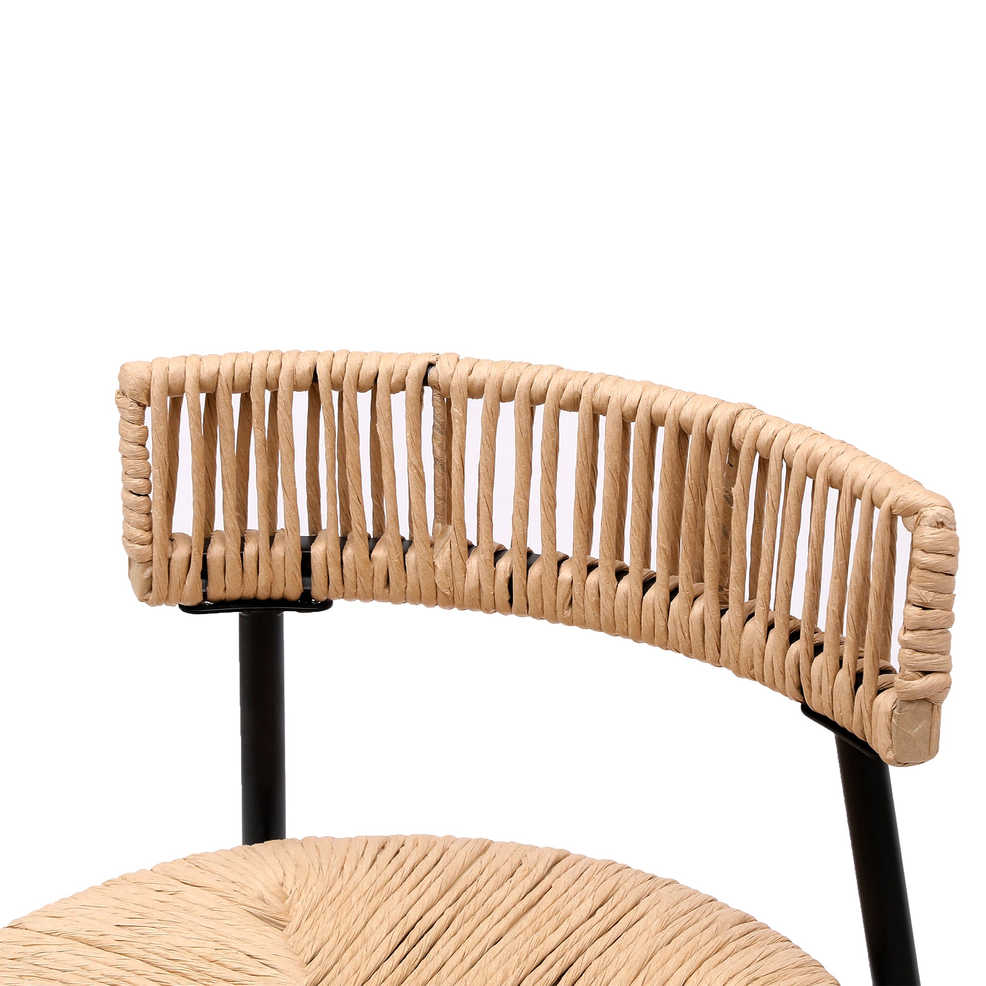 Hand Woven Bar Stools with Back Set of 2