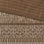 6 Piece Jacquard Quilt Set with Throw Pillows Brown/Gold King/Cal King