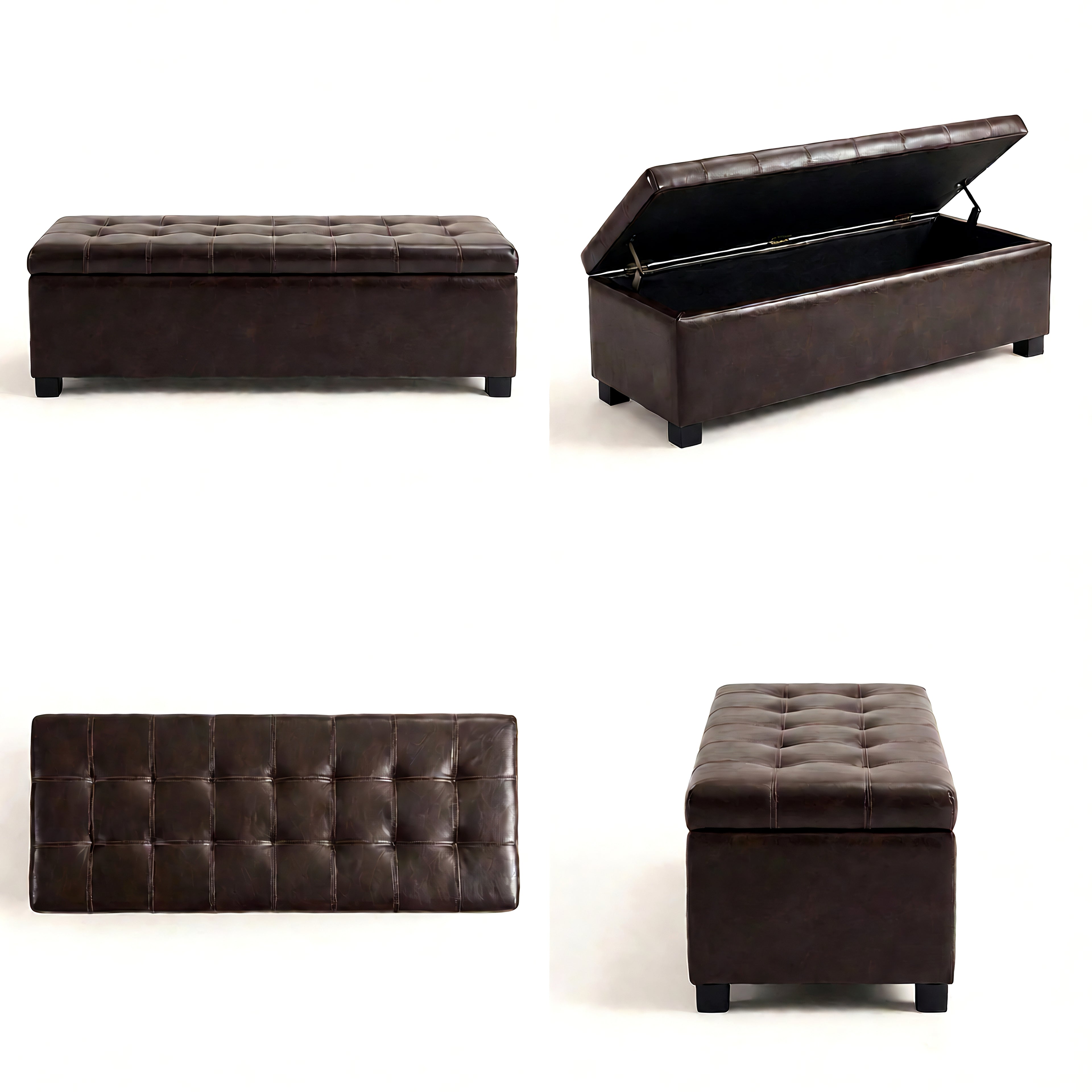 Tufted Storage Ottoman with Wooden Legs