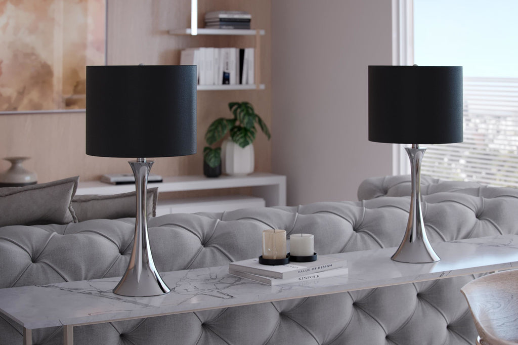 24" Contemporary Metal Table Lamp in Polished Nickel