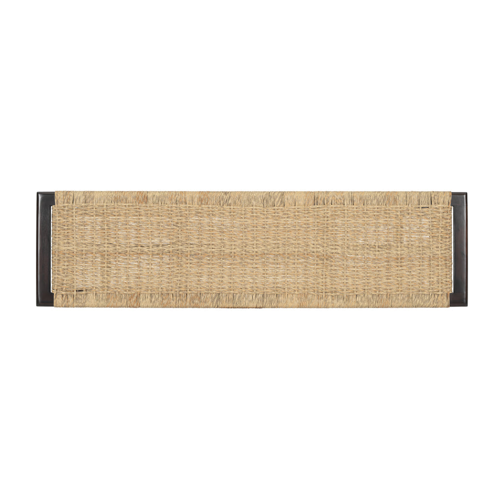 Farmhouse Modern Solid Wood Rattan Bench - 59 Inch