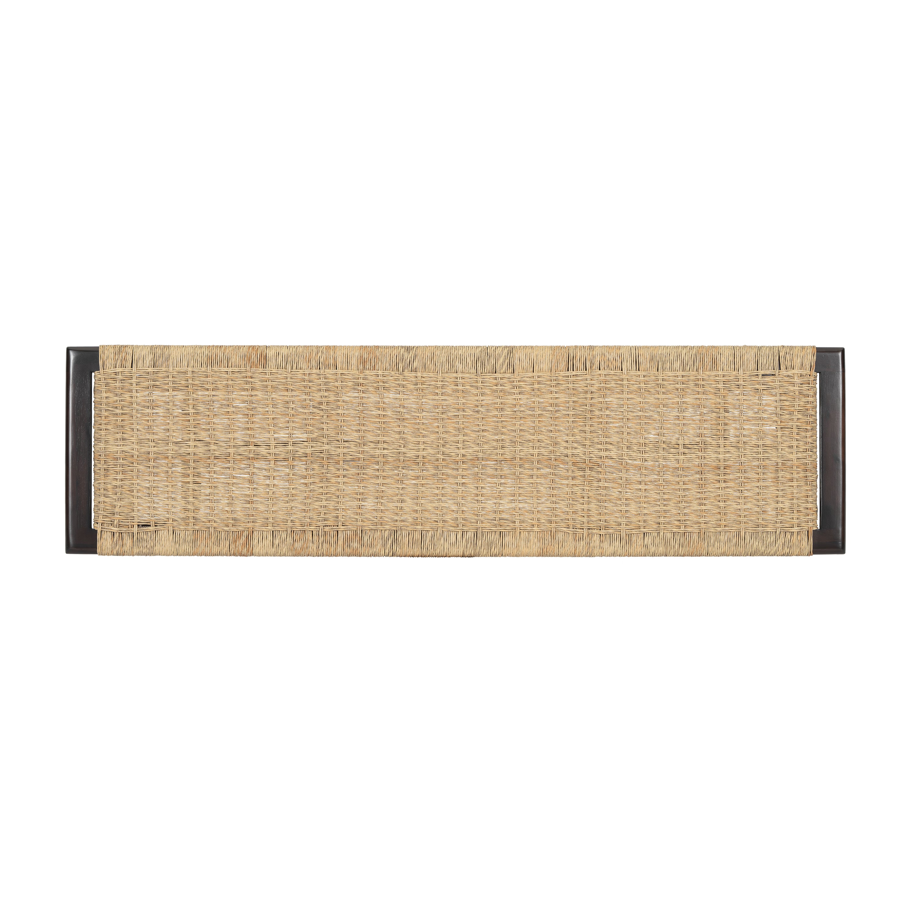 Farmhouse Modern Solid Wood Rattan Bench - 59 Inch