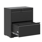 2 Drawer Lateral File Cabinet with Lock - Black