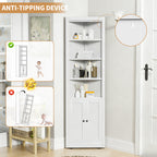 71" Tall Corner Storage Cabinet with 2 Doors and 6-Tier Shelves