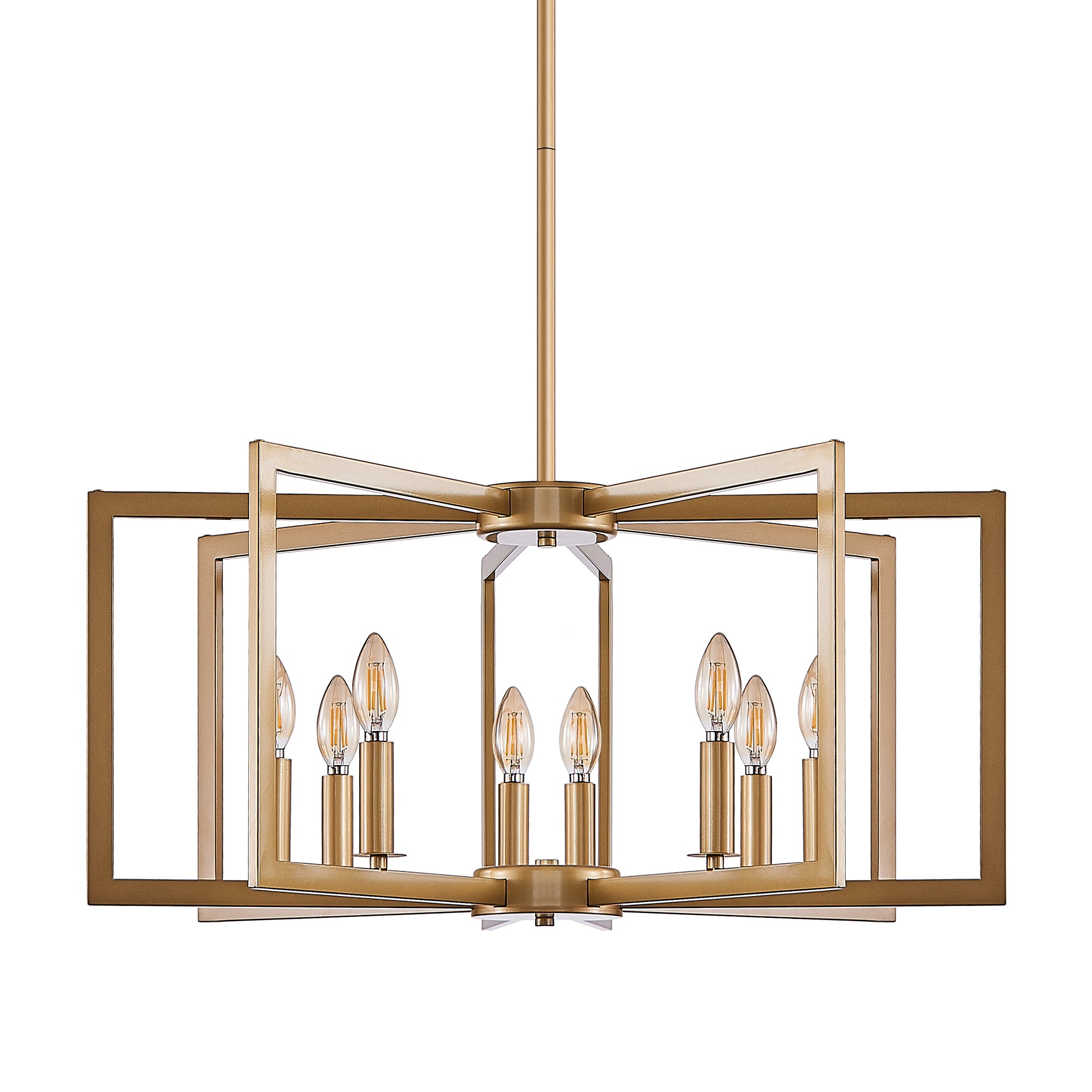 27" Modern Golden Geometric 8-Light Chandelier