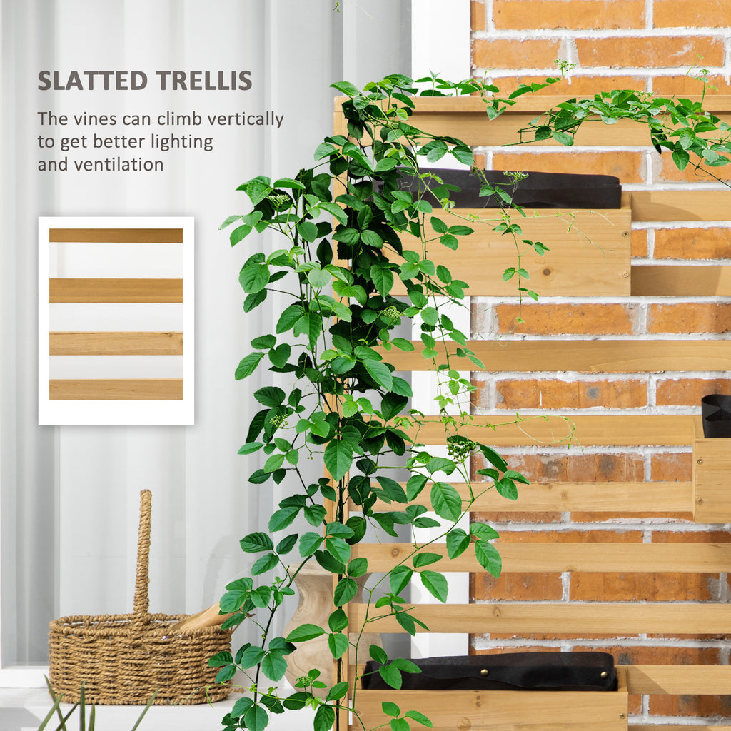 Outsunny Wooden Plant Trellis Stand with 5 Hanging Planter Boxes