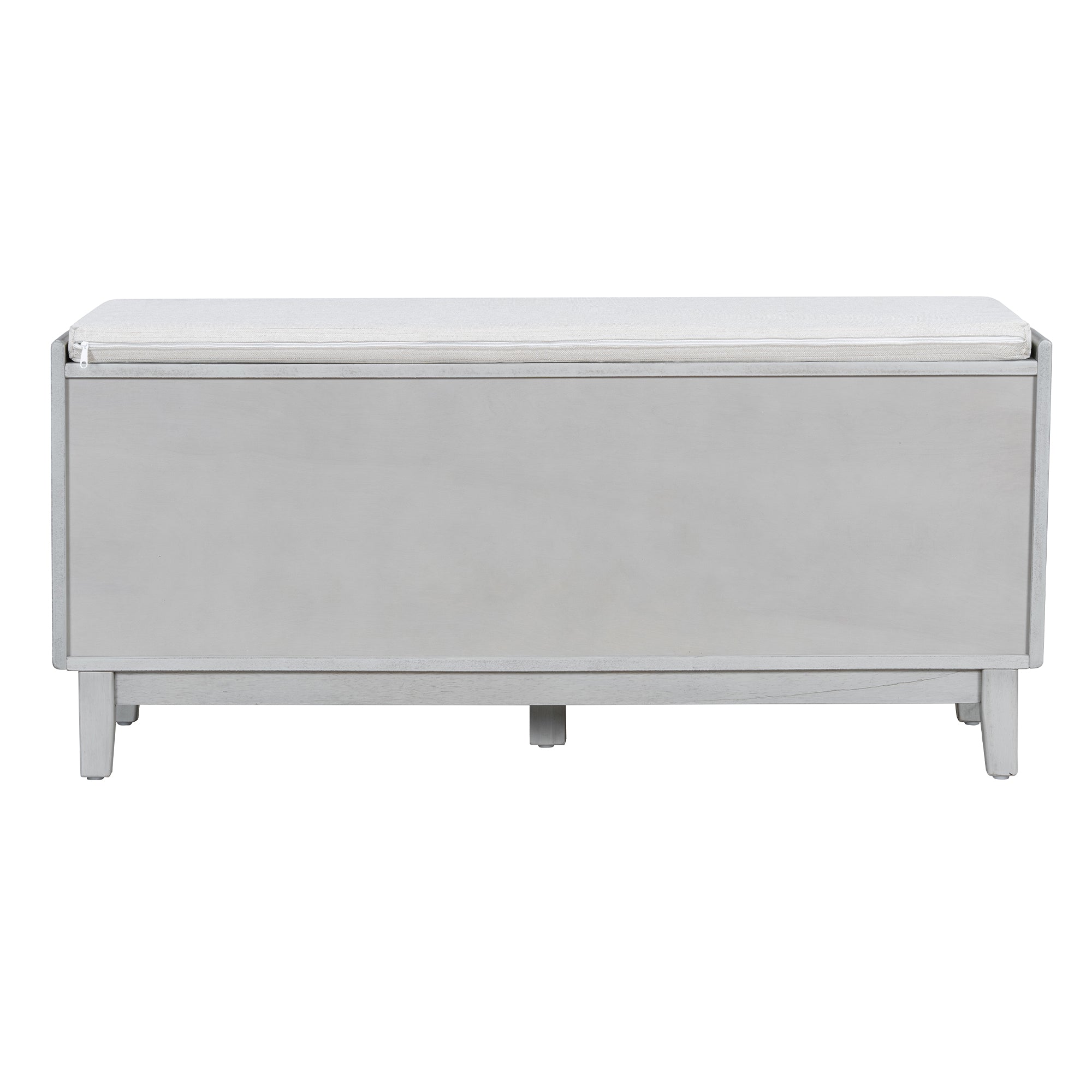 TREXM Boho Rattan Entryway Bench with Storage