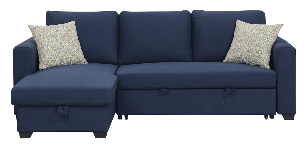 Navy Reversible Sectional with Pop-Up Sleeper and Storage Chaise