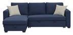 Navy Reversible Sectional with Pop-Up Sleeper and Storage Chaise
