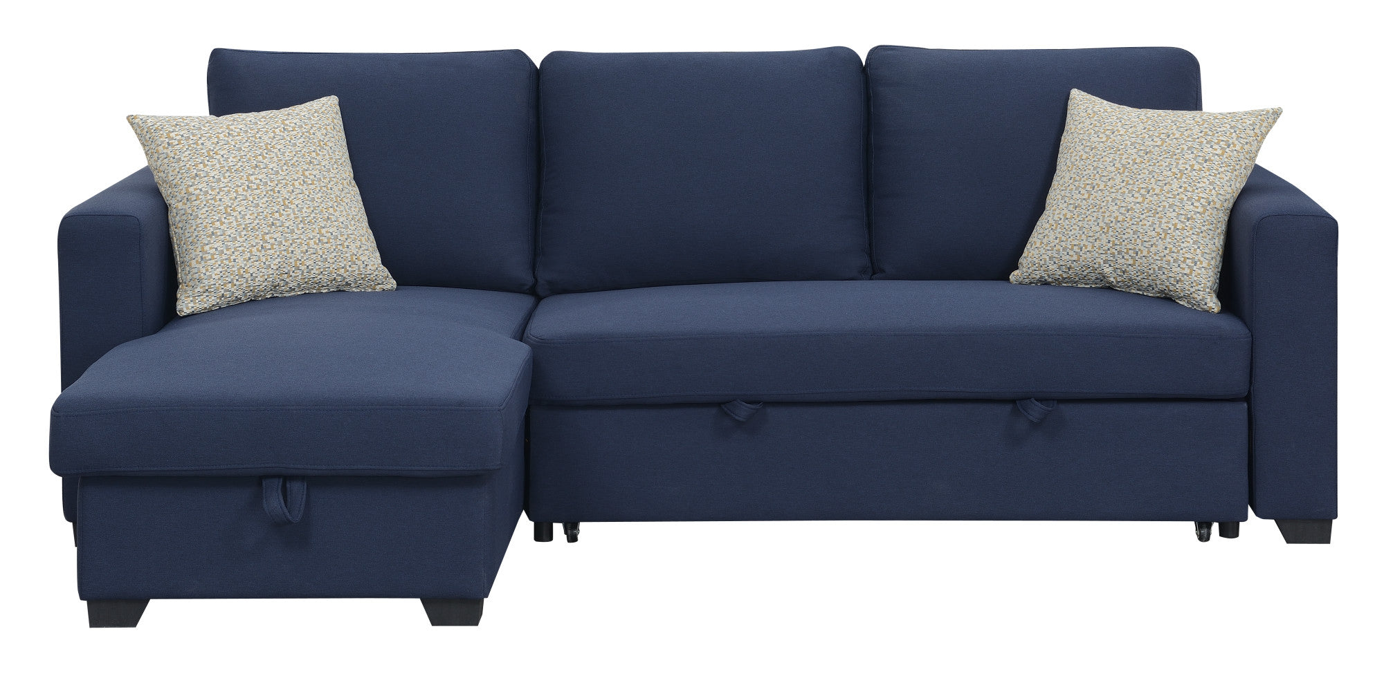 Navy Reversible Sectional with Pop-Up Sleeper and Storage Chaise