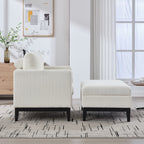 35.4" Wide Farmhouse Performance Upholstered Arm Chair with Ottoman