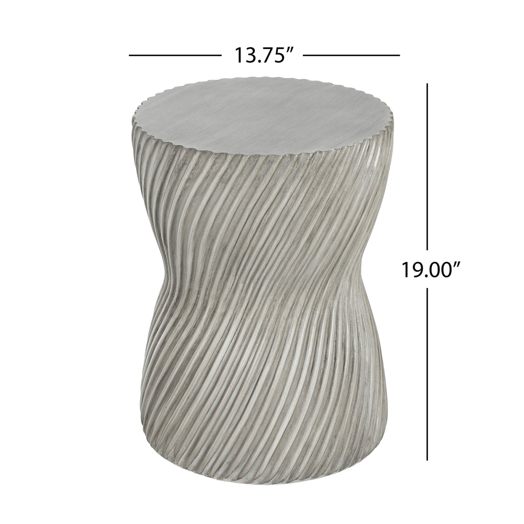 Outdoor MGO Concrete Hourglass Side Table with Spiral Pattern