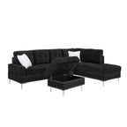 L-Shaped Chenille Sectional Sofa with Chaise and Storage Ottoman