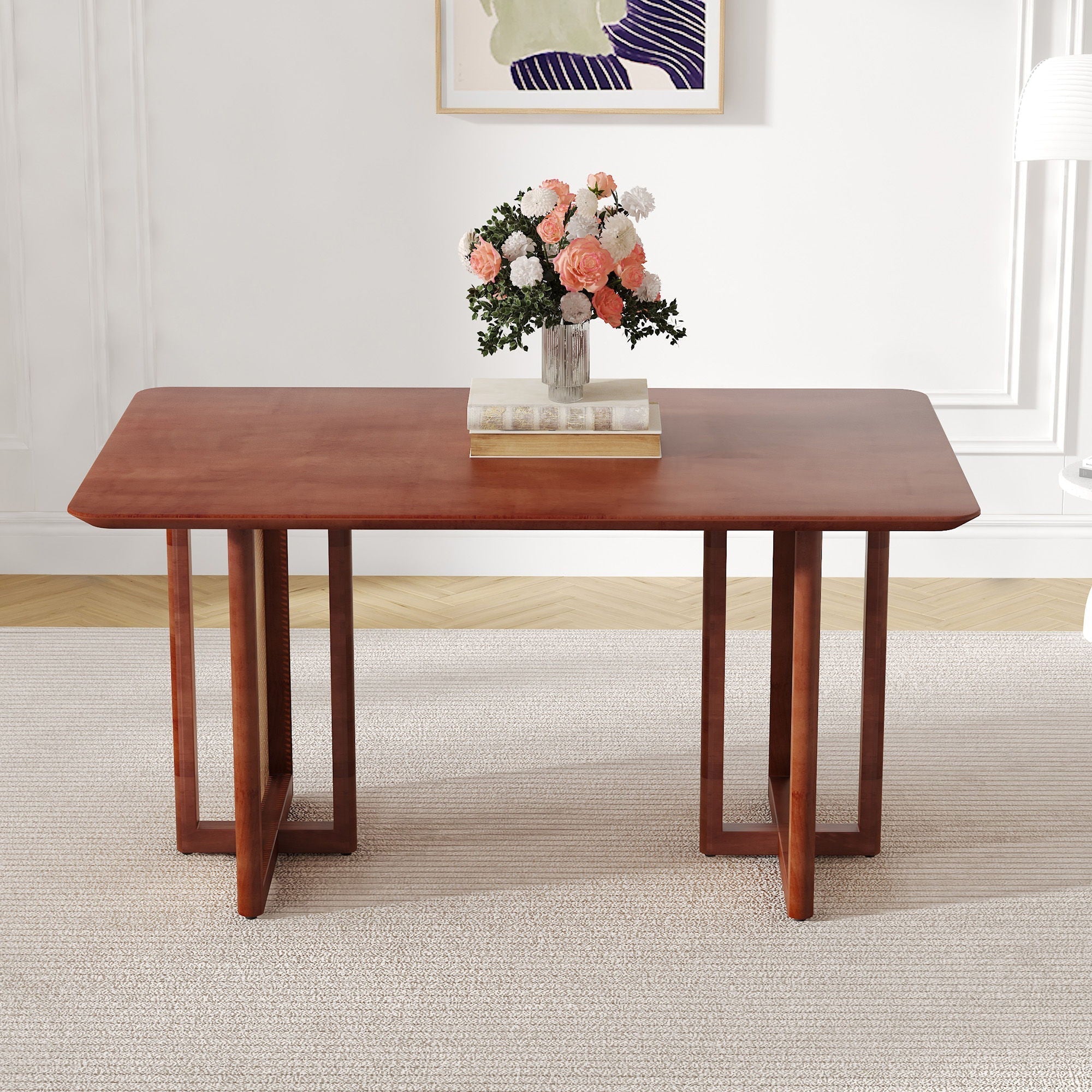 Dining Table With Imitation Rattan Design For Dining Room