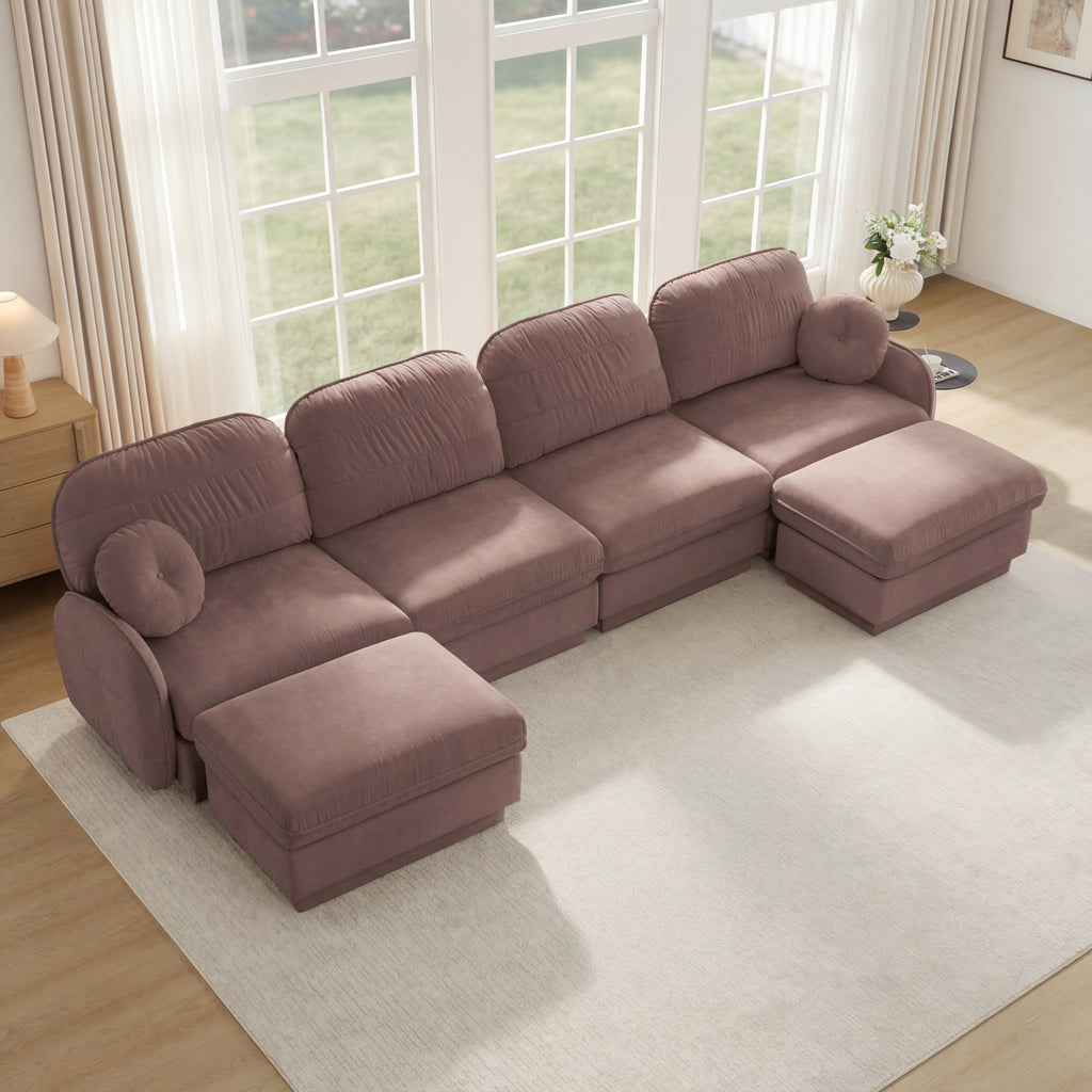 137" Oversize Chenille U-Shaped Sofa