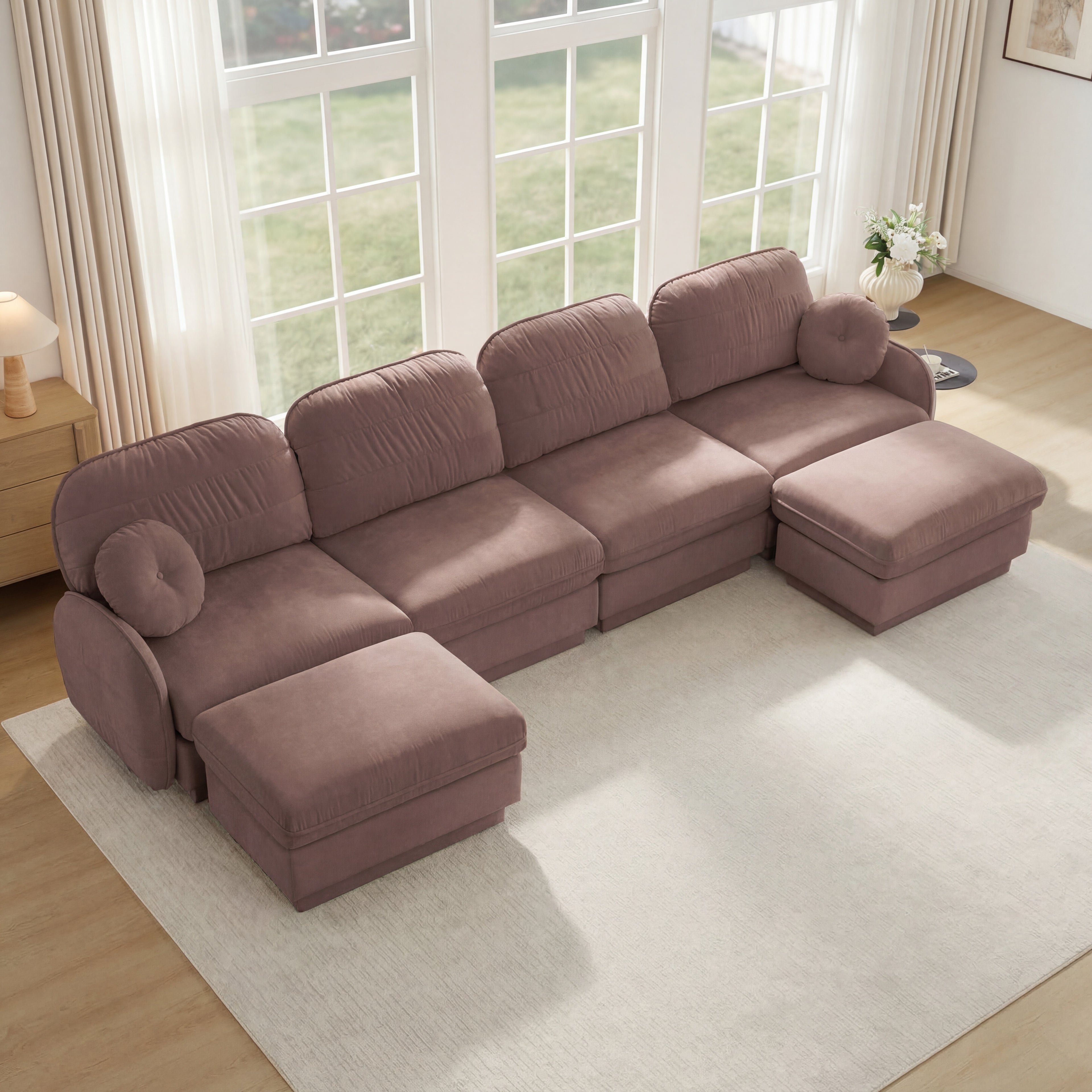 137" Oversize Chenille U-Shaped Sofa