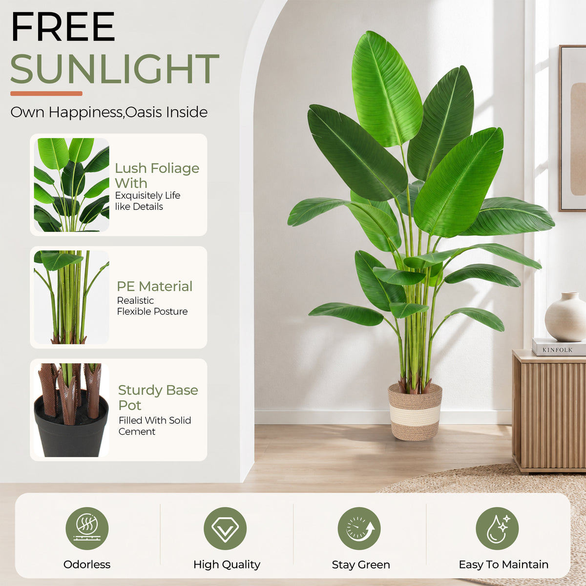 Bird of Paradise Artificial Plant 6 ft Tall, 2 Pack, Green