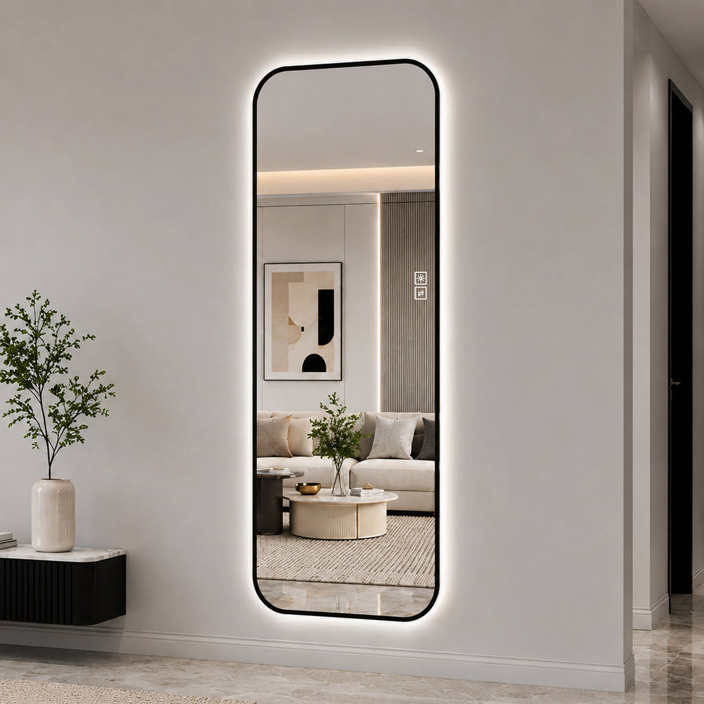 65" x 24" Oversized Backlit Rectangular LED Full Length Mirror