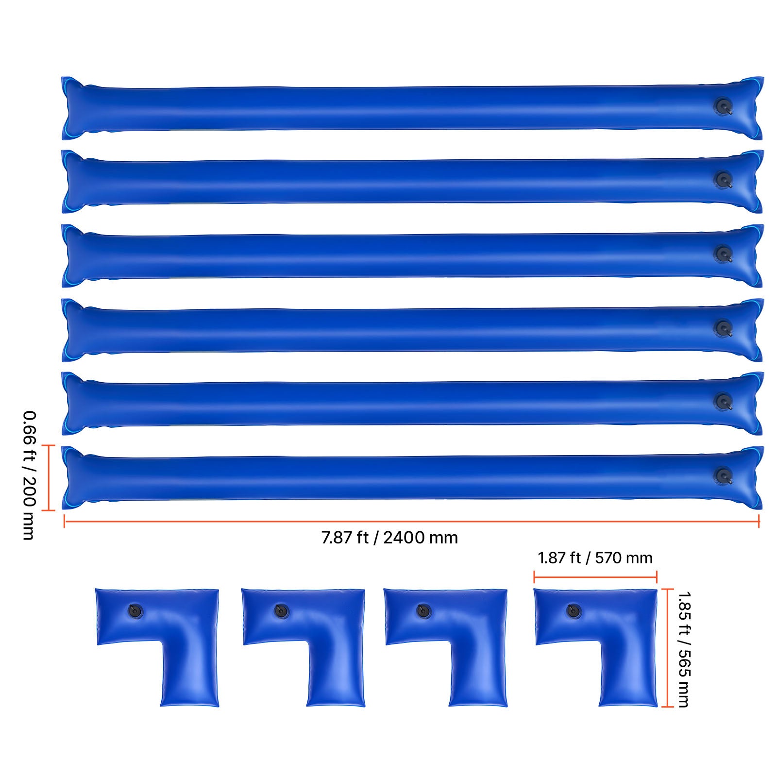 26 Gauge 6-Pack 4ft Single Chamber Pool Cover Water Bags