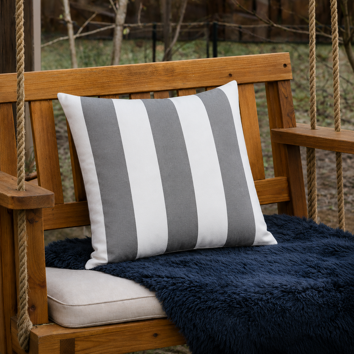 6 Pack Waterproof Outdoor Pillow Covers - Gray/White Striped