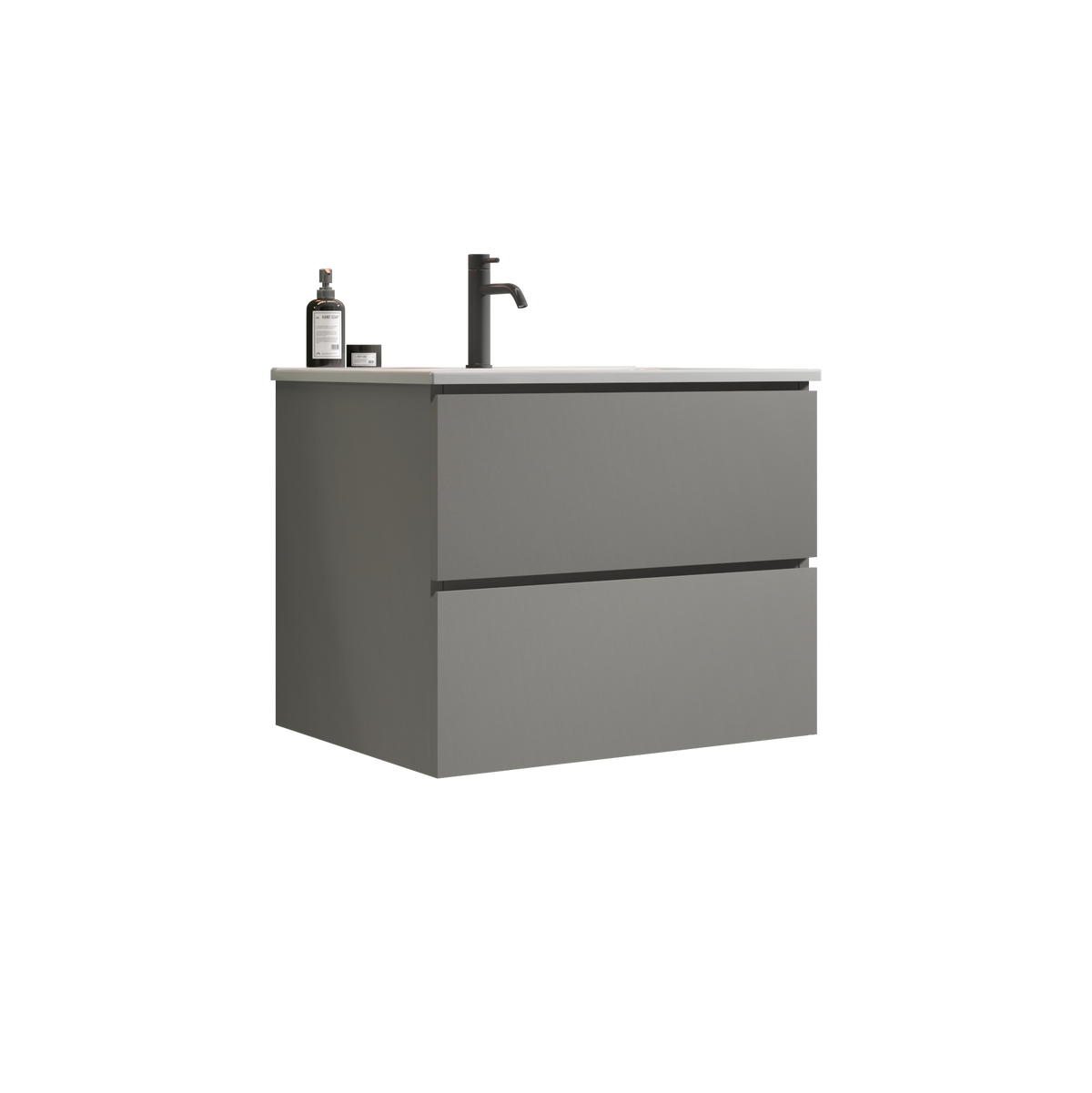 TIA 24-Inch Wall Mounted Bathroom Vanity, Gray, Ceramic Sink