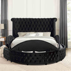 Glam 1pc King Size Bed Round Storage
