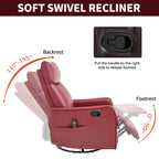 Red Faux Leather Heat Massage Manual Recliner Chair