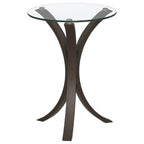 Helena Cappuccino Round Glass Top Accent Side Table
