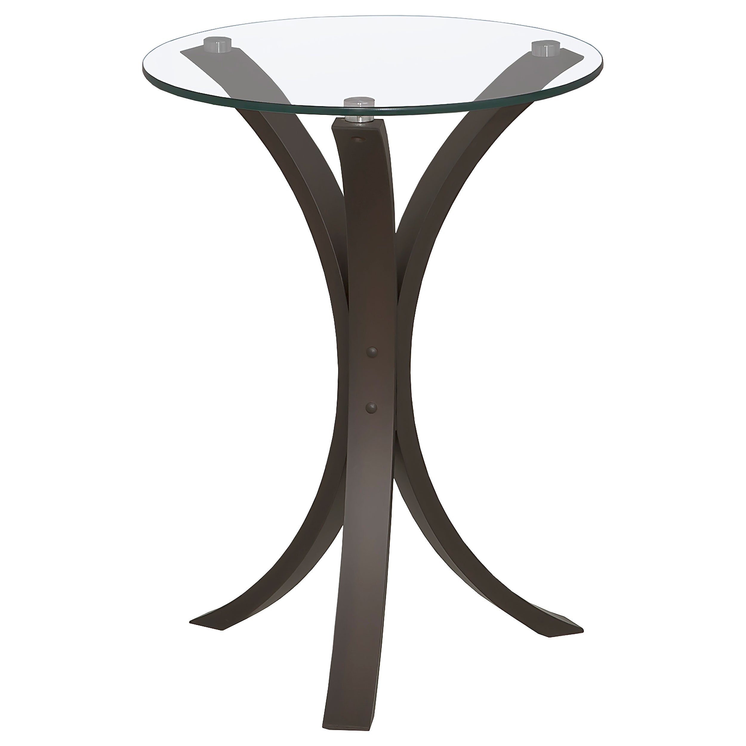 Helena Cappuccino Round Glass Top Accent Side Table