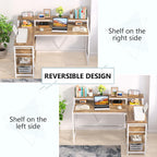 55-Inch L-Shaped Home Office Desk with Monitor Riser