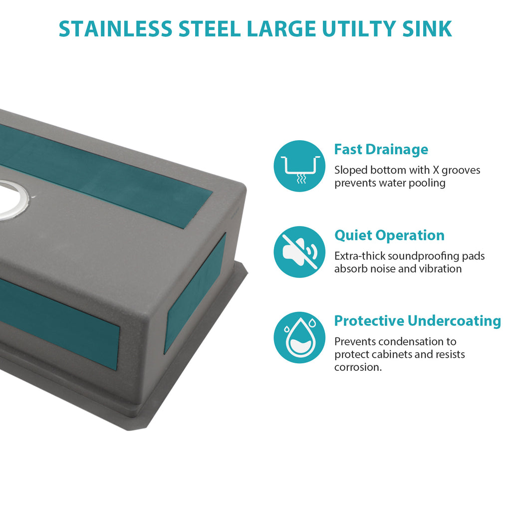 32"x19" Stainless Steel 16 Gauge Undermount Kitchen Sink