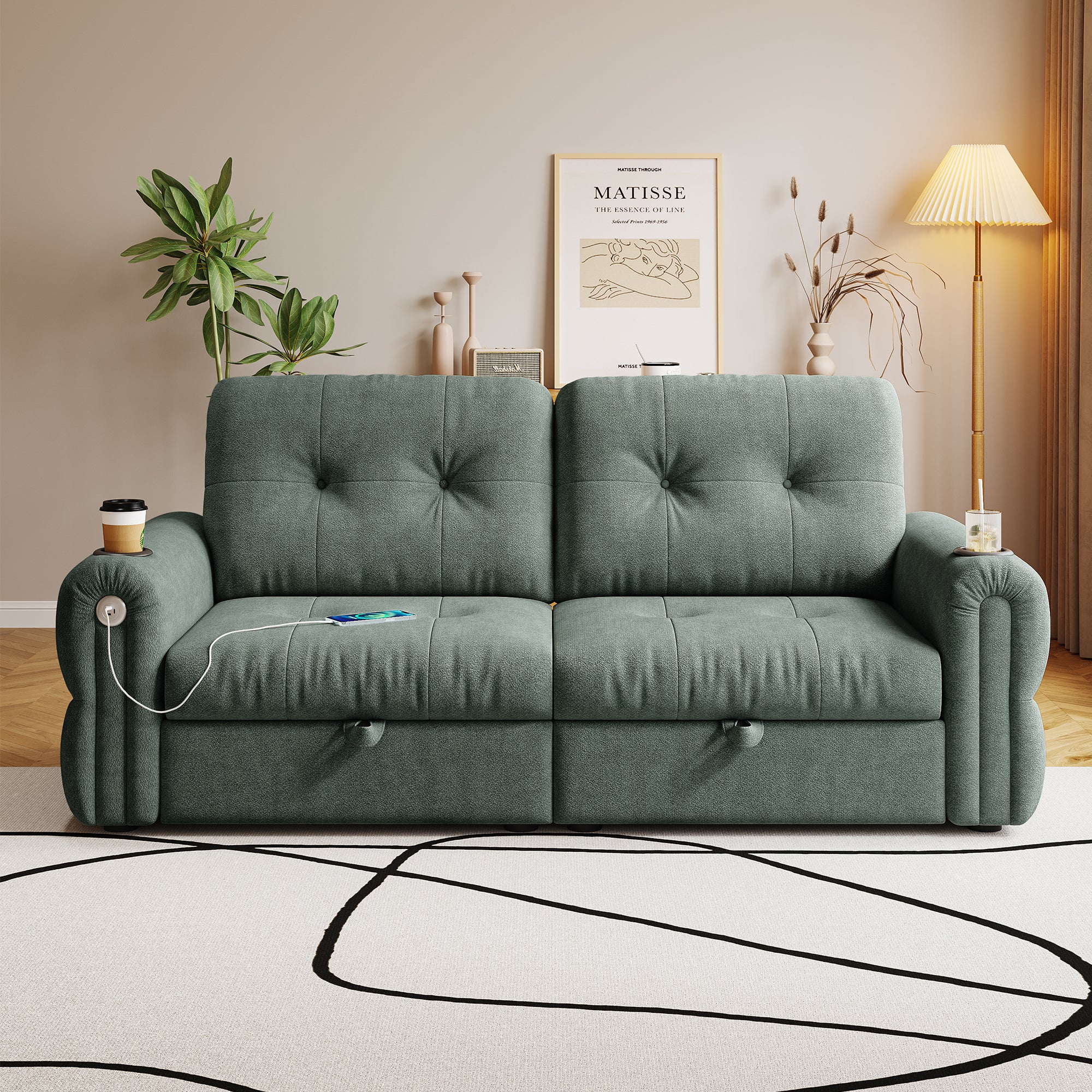 77-Inch Multi-Functional Convertible Sofa Bed