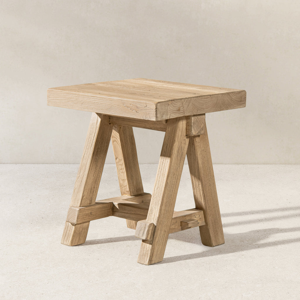 Hawthorne 18" Square Reclaimed Elm Trestle Side Table