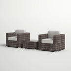 Fully Assembled 2-Person Rattan Wicker Seating Set with Cushions