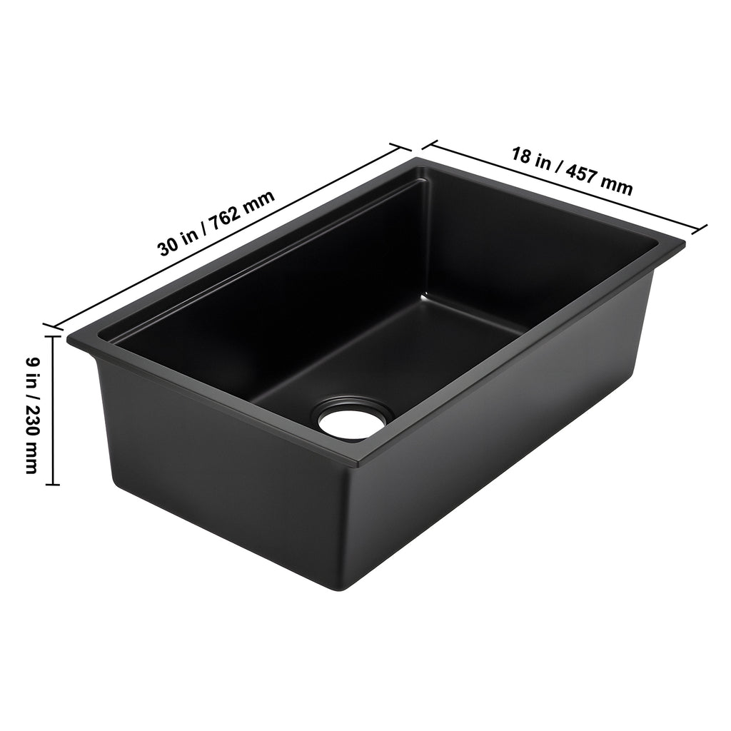30 Inch Granite Kitchen Sink Undermount Single Bowl Drop-In Basin for RV Bar