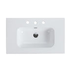 Glossy White Ceramic Integrated Bathroom Sink
