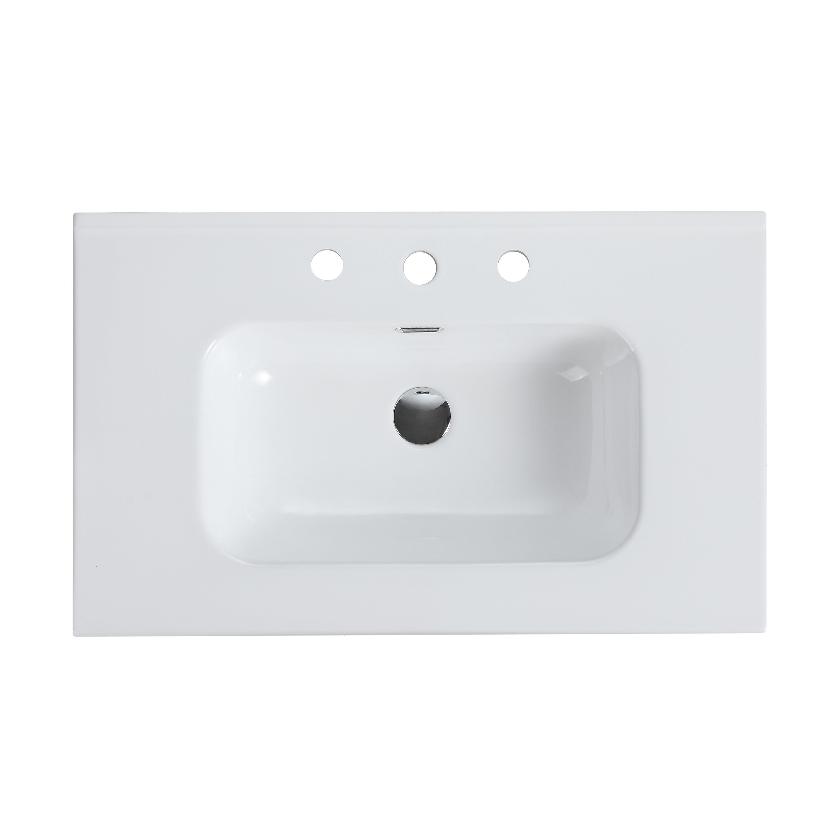 Glossy White Ceramic Integrated Bathroom Sink