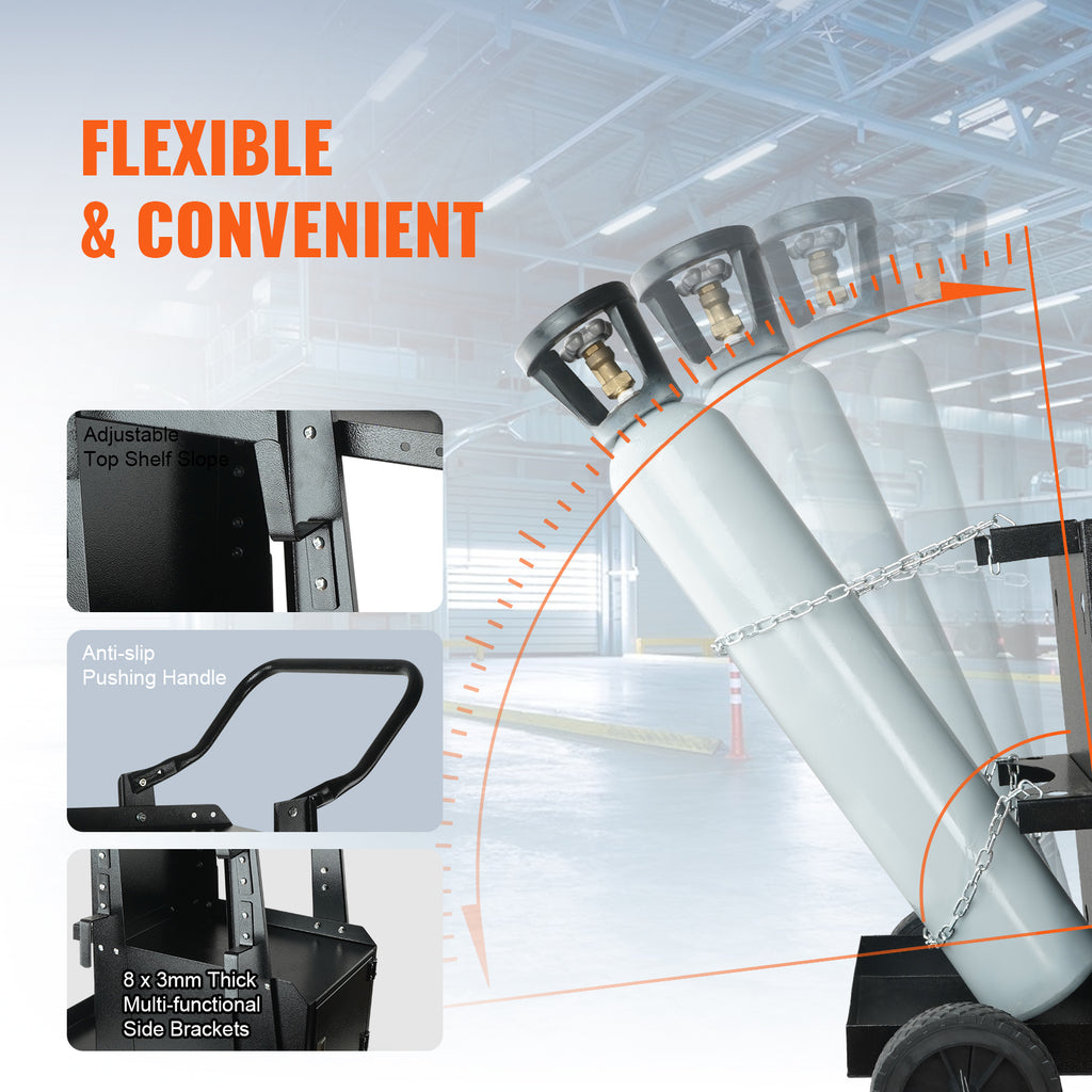 2-Tier Heavy Duty Welding Cart with Anti-Theft Lockable Cabinet
